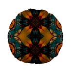 Teal and orange Standard 15  Premium Flano Round Cushions Front