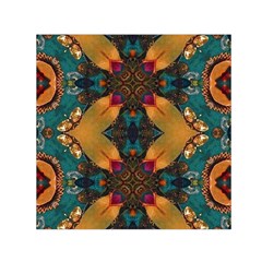 Teal And Orange Small Satin Scarf (square) by Dazzleway