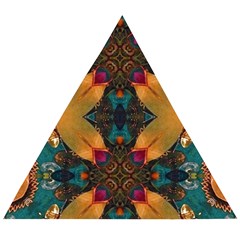 Teal And Orange Wooden Puzzle Triangle by Dazzleway