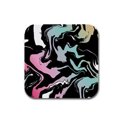 Painted Lines Rubber Square Coaster (4 Pack)  by designsbymallika