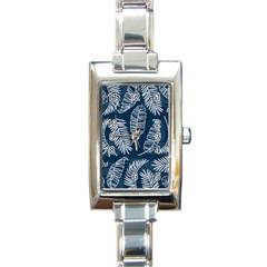 Blue Leaves Rectangle Italian Charm Watch by goljakoff