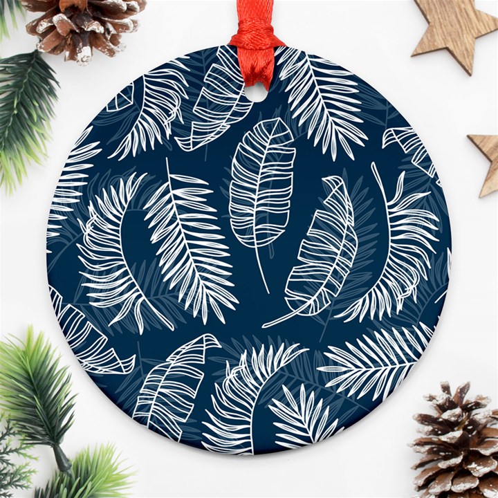 Blue leaves Ornament (Round)