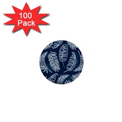 Blue Leaves 1  Mini Buttons (100 Pack)  by goljakoff