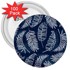 Blue Leaves 3  Buttons (100 Pack)  by goljakoff