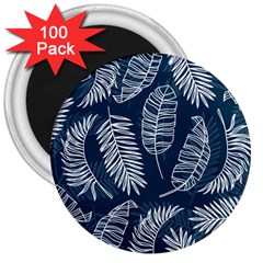 Blue Leaves 3  Magnets (100 Pack) by goljakoff