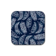 Blue Leaves Rubber Coaster (square)  by goljakoff