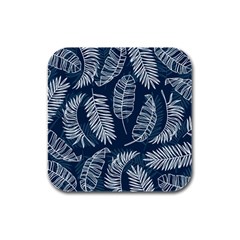 Blue Leaves Rubber Square Coaster (4 Pack)  by goljakoff