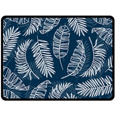 Blue Leaves Fleece Blanket (large)  by goljakoff