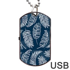 Blue Leaves Dog Tag Usb Flash (one Side) by goljakoff