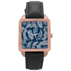 Blue Leaves Rose Gold Leather Watch  by goljakoff