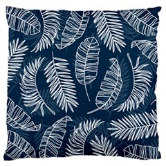 Blue Leaves Large Flano Cushion Case (one Side) by goljakoff