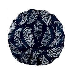 Blue Leaves Standard 15  Premium Flano Round Cushions by goljakoff