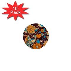 Butterfly And Flowers 1  Mini Buttons (10 Pack)  by goljakoff