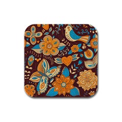 Butterfly And Flowers Rubber Square Coaster (4 Pack)  by goljakoff