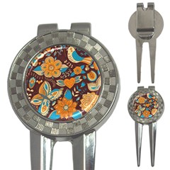 Butterfly And Flowers 3-in-1 Golf Divots by goljakoff