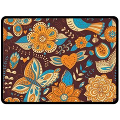 Butterfly And Flowers Fleece Blanket (large)  by goljakoff