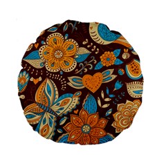 Butterfly And Flowers Standard 15  Premium Round Cushions by goljakoff