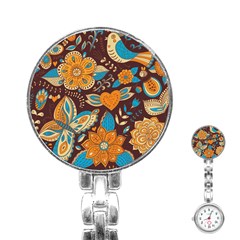 Butterfly And Flowers Stainless Steel Nurses Watch by goljakoff