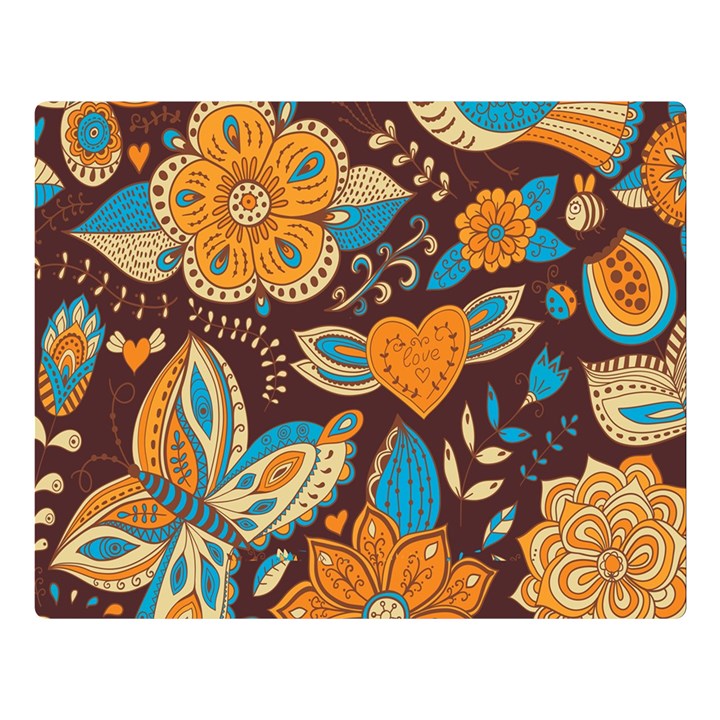 Butterfly and flowers Double Sided Flano Blanket (Large) 