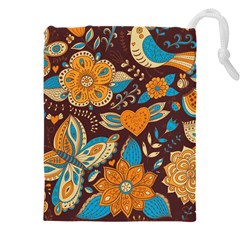 Butterfly And Flowers Drawstring Pouch (4xl) by goljakoff