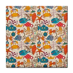 Sea Creatures Tile Coaster by goljakoff