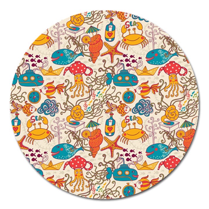 Sea creatures Magnet 5  (Round)