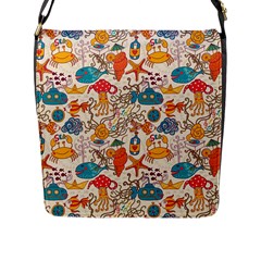 Sea Creatures Flap Closure Messenger Bag (l) by goljakoff