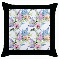 Flowers Throw Pillow Case (black) by goljakoff