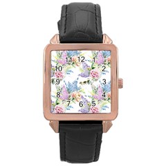 Flowers Rose Gold Leather Watch  by goljakoff