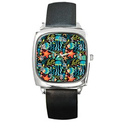 Sea Animals Square Metal Watch by goljakoff