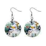 Tropical flowers Mini Button Earrings Front