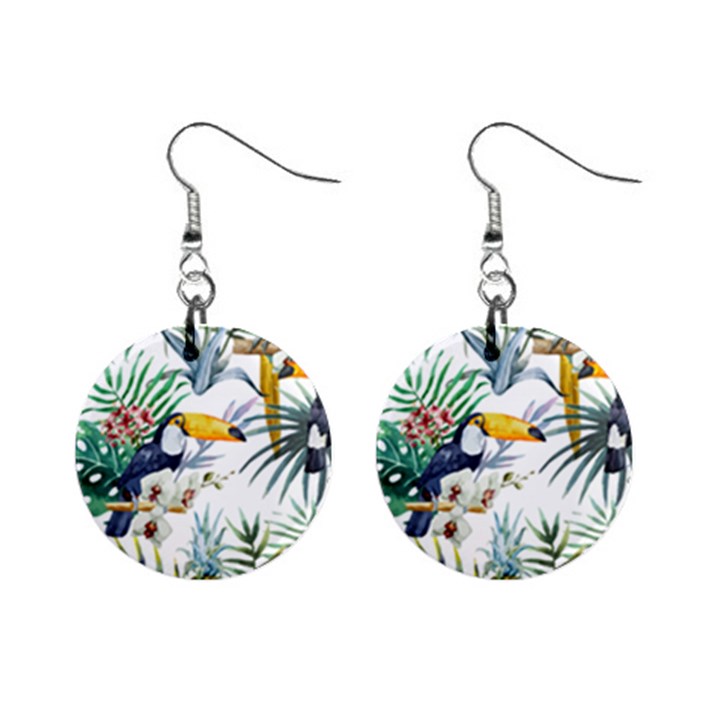 Tropical flowers Mini Button Earrings