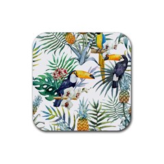 Tropical Flowers Rubber Coaster (square)  by goljakoff