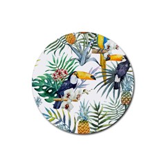 Tropical Flowers Rubber Round Coaster (4 Pack)  by goljakoff