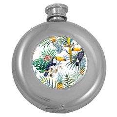 Tropical Flowers Round Hip Flask (5 Oz) by goljakoff