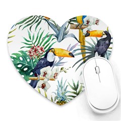 Tropical Flowers Heart Mousepads by goljakoff