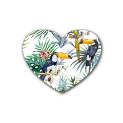 Tropical Flowers Rubber Coaster (heart)  by goljakoff