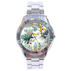 Tropical Flowers Stainless Steel Analogue Watch by goljakoff