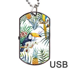 Tropical Flowers Dog Tag Usb Flash (two Sides) by goljakoff