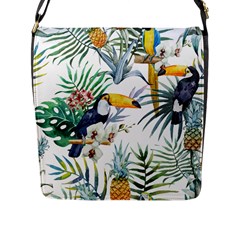 Tropical Flowers Flap Closure Messenger Bag (l) by goljakoff