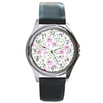 Rose flowers Round Metal Watch Front