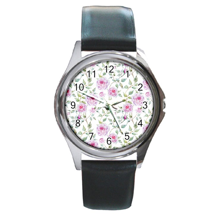 Rose flowers Round Metal Watch