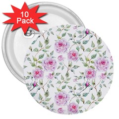 Rose Flowers 3  Buttons (10 Pack)  by goljakoff