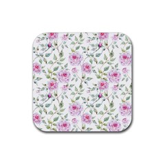 Rose Flowers Rubber Coaster (square)  by goljakoff