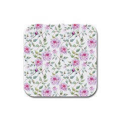 Rose Flowers Rubber Square Coaster (4 Pack)  by goljakoff