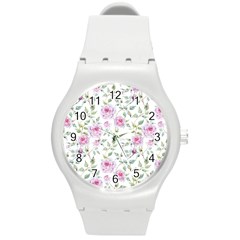 Rose Flowers Round Plastic Sport Watch (m) by goljakoff