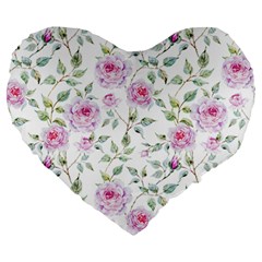 Rose Flowers Large 19  Premium Heart Shape Cushions by goljakoff