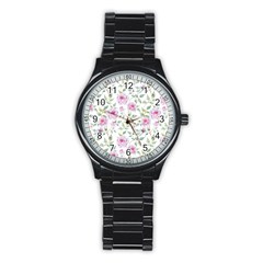 Rose Flowers Stainless Steel Round Watch by goljakoff