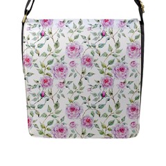 Rose Flowers Flap Closure Messenger Bag (l) by goljakoff