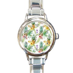 Tropical Pineapples Round Italian Charm Watch by goljakoff